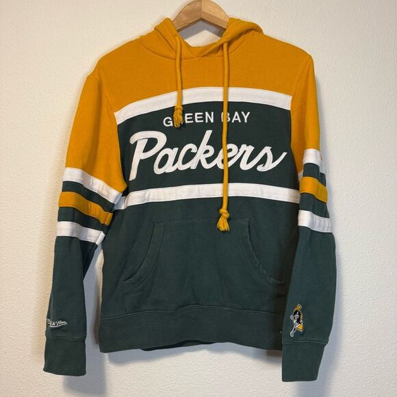 Mitchell & Ness Throwbacks Green Bay Packers Fleece Hooded Sweatshirt Size Small - Picture 1 of 10
